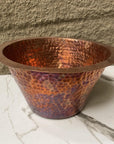 Handcrafted Hammered Copper Bar Sink – Rustic Round Prep Sink with Drain
