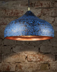 Handmade Blue Patina Copper Pendant Light – Rustic Dome Ceiling Lamp