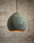 Verdigris Copper Dome Pendant Light – Handmade Rustic Hanging Lamp