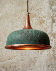 Handmade Green Patina Copper Pendant Light for Rustic Kitchen & Dining