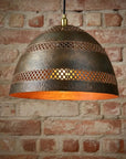 Handmade Hammered Copper Dome Pendant Light with Cutout Shade