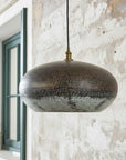 Handmade Oxidized Copper Pendant Light – Rustic Hammered Ceiling Lamp