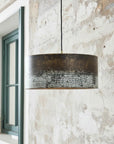 Handmade Oxidized Copper Drum Pendant Light for Kitchen Island