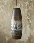 Set of 2 Oxidized Copper Tall Pendant Lights – Handcrafted Rustic Cylinder Fixtures