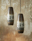 Set of 2 Oxidized Copper Tall Pendant Lights – Handcrafted Rustic Cylinder Fixtures