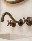 Rustic Copper Wall Faucet – Vintage Cross Handle Sink Tap