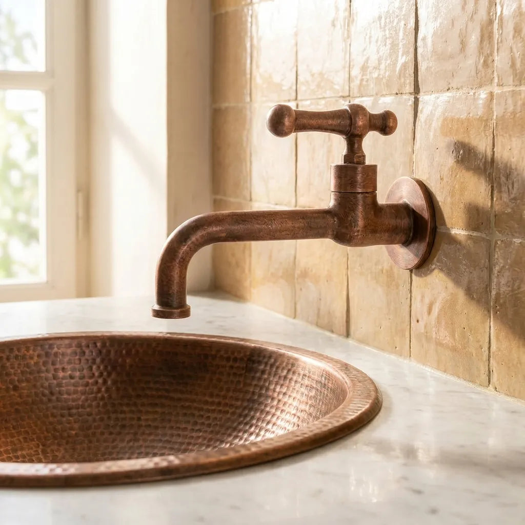 Aged Copper Bathroom Faucets
