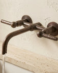 Aged Copper Wall Mounted Bathroom Faucet – Hammered Handles