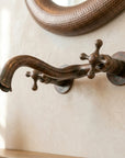 Aged Copper Wall Faucet – Vintage Cross Handle Sink Tap