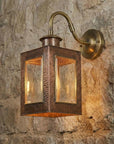Handcrafted Copper Lantern Wall Sconce with Brass Gooseneck Arm