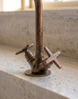 Rustic Aged Copper Vanity Faucet with Goose Neck Spout
