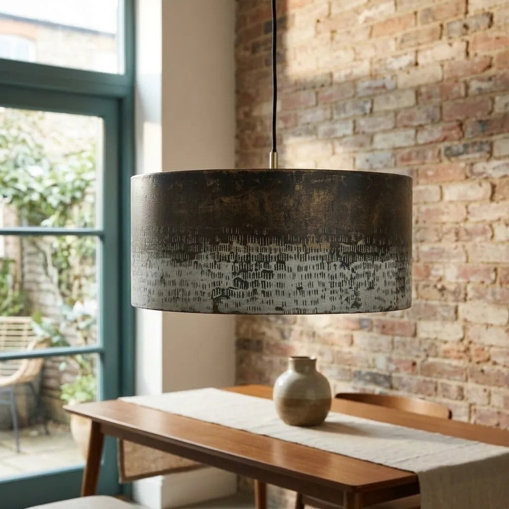 Handmade Oxidized Copper Drum Pendant Light for Kitchen Island