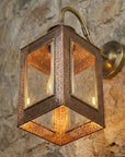 Handcrafted Copper Lantern Wall Sconce with Brass Gooseneck Arm