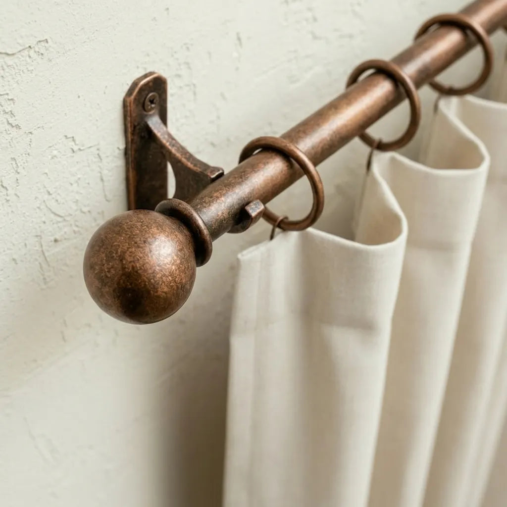 Aged Copper Curtain Rod Set – Rustic Window Hardware