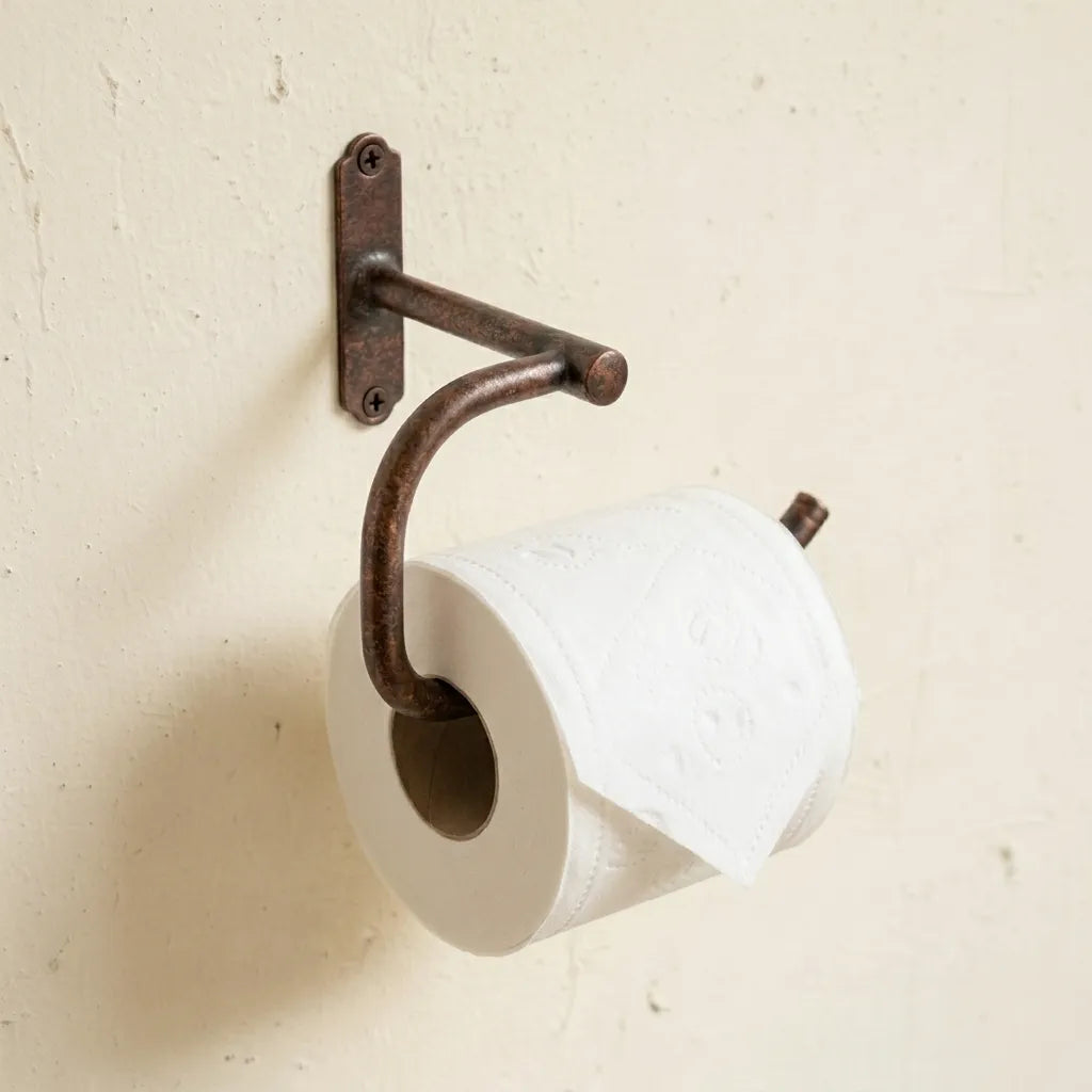 Aged Copper Toilet Paper Holder – Rustic Farmhouse Bath Rail