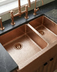 Artisan Copper Farmhouse Kitchen Sink with Double Basin