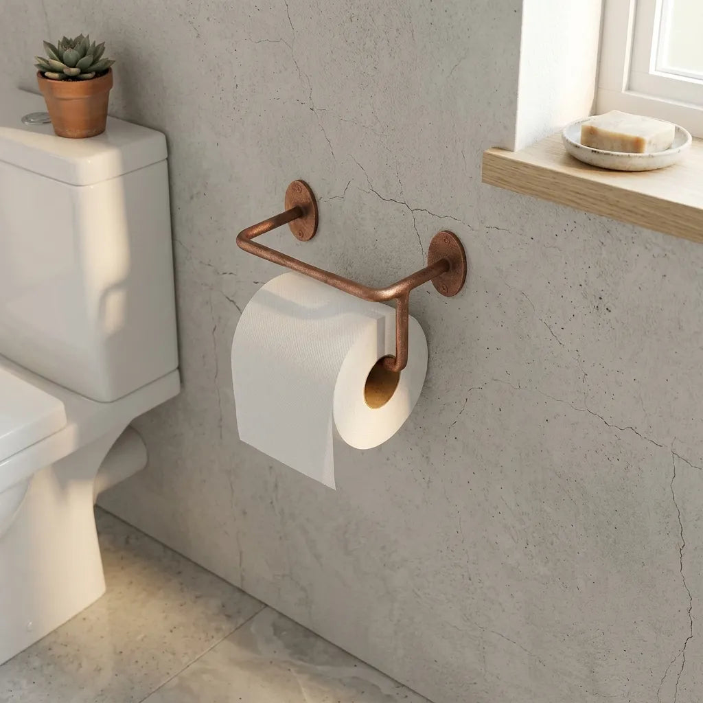 Aged Copper Toilet Paper Holder – Rustic Wall Mount Bath Hardware