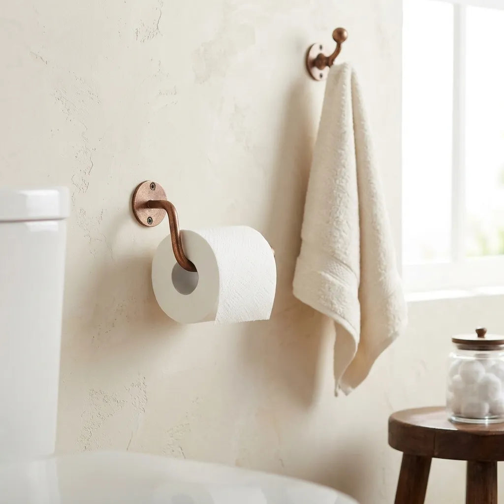 Aged Copper Wall Toilet Roll Holder – Rustic Bath Hardware