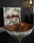 Rustic Wall Mount Copper Bathroom Sink with Hammered Basin