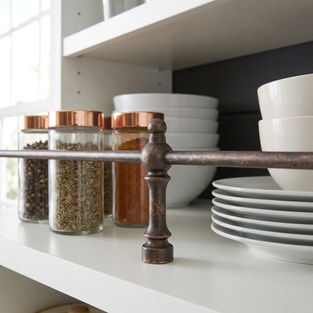 Aged Copper Shelf Rail – Decorative Kitchen Gallery Bar