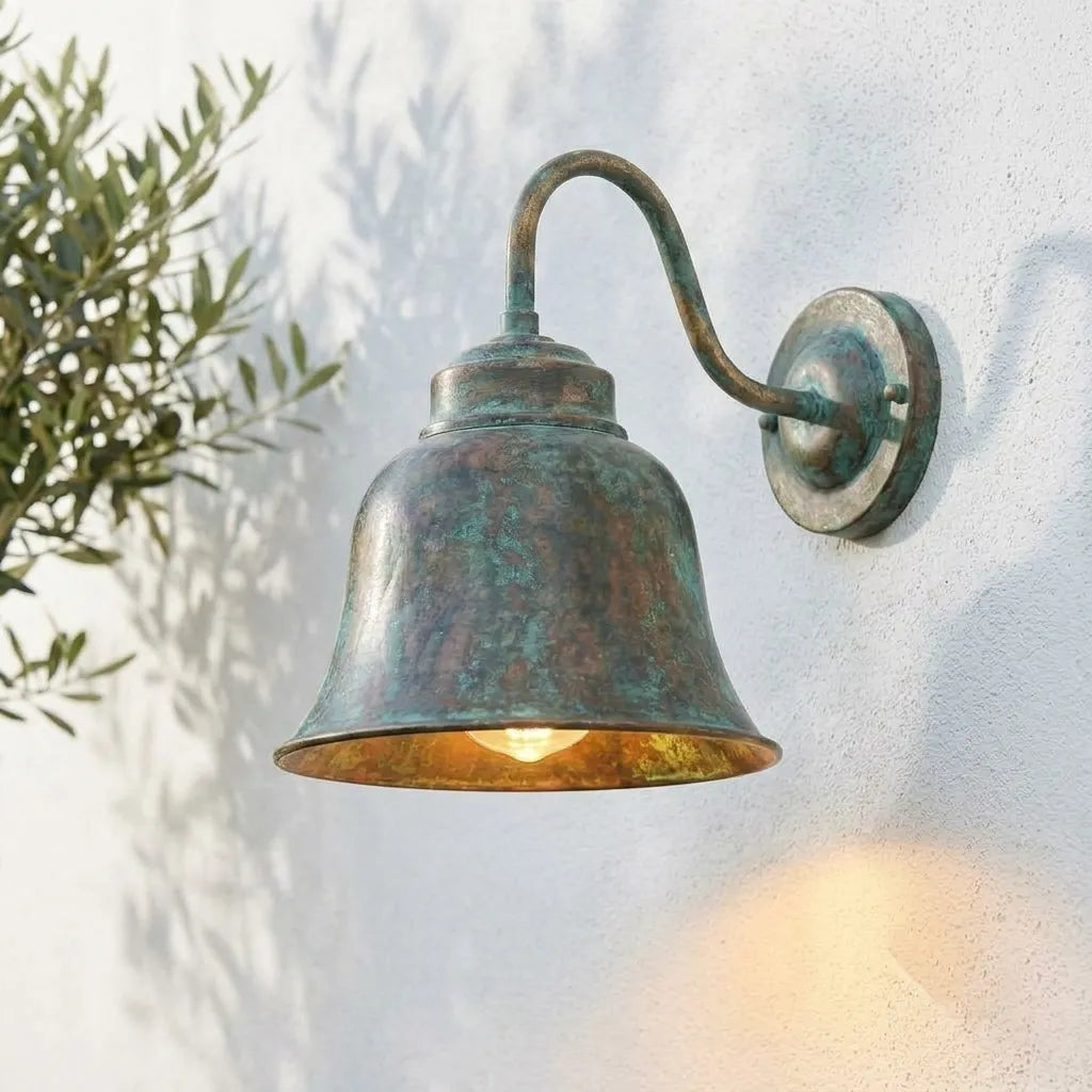 Handmade Verdigris Copper Wall Sconce – Rustic Outdoor Barn Light