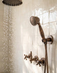 Aged Copper Rain Shower System with Handheld Sprayer