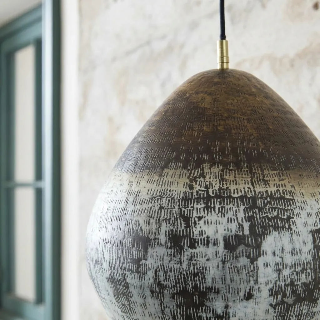 Handmade Oxidized Copper Teardrop Pendant Light – Rustic Ceiling Lamp