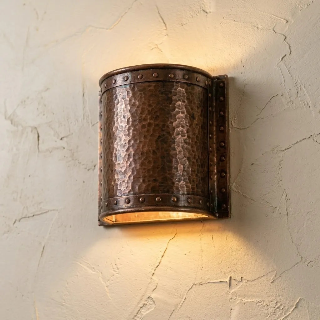 Handcrafted Hammered Copper Wall Sconce – Rustic Lighting