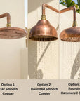 Unlacquered Copper Outdoor Shower System with Wall-Mounted Rain Head