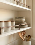 Burnished Copper Shelf Guard Rail for Kitchen Cabinets