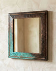 Handmade Verdigris Copper Wall Mirror – Hammered Rustic Frame