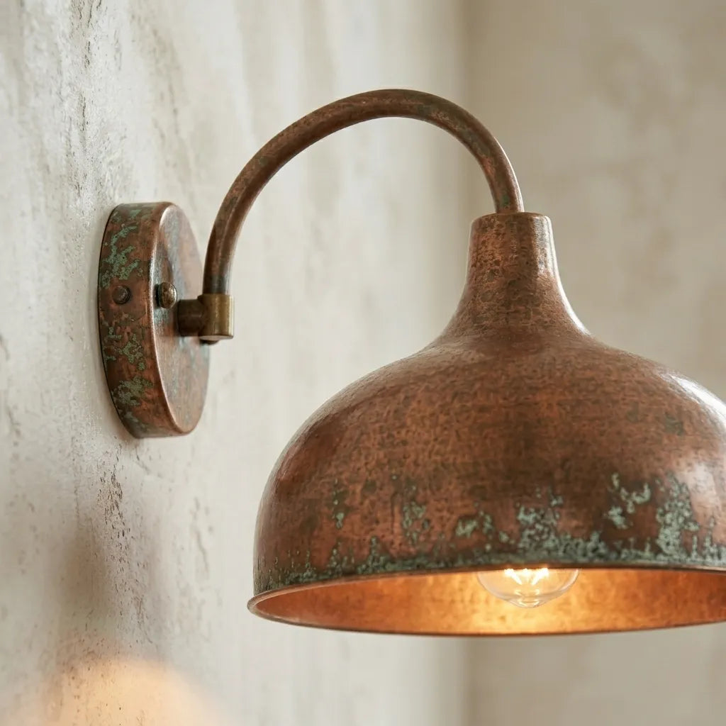 Handmade Hammered Copper Wall Sconce – Rustic Outdoor Patio Light