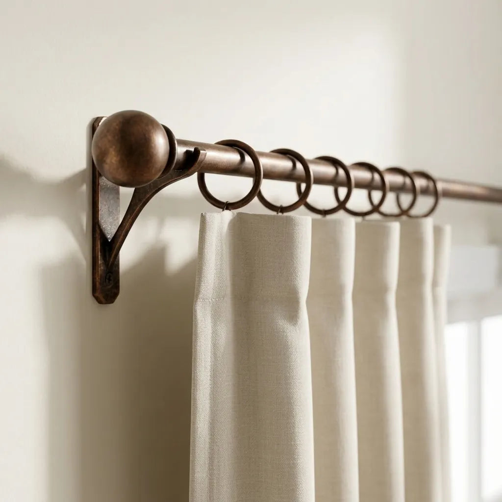 Aged Copper Curtain Rod Set – Rustic Window Hardware