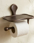 Aged Copper Toilet Paper Holder with Shelf – Wall Mounted