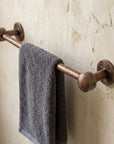 Handmade Aged Copper Towel Bar – Rustic Bathroom Rail