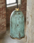 Handmade Verdigris Copper Pendant Light for Rustic Kitchen Island