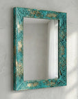 Turquoise Patina Copper Wall Mirror – Handmade Vanity Decor