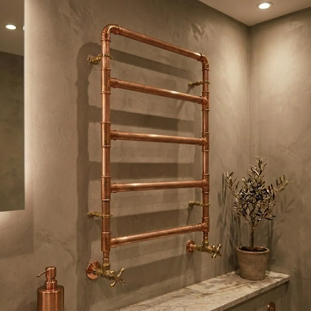 Copper Ladder Towel Rack – Rustic Wall Bathroom Rail