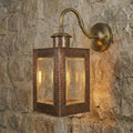 Handcrafted Copper Lantern Wall Sconce with Brass Gooseneck Arm