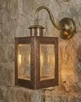 Handcrafted Copper Lantern Wall Sconce with Brass Gooseneck Arm