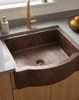 Curved Apron Patina Copper Farmhouse Kitchen Sink