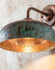 Aged Copper Gooseneck Sconce with Verdigris Dome