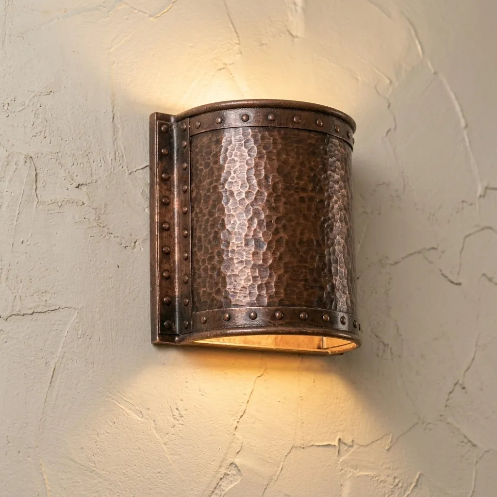 Handcrafted Hammered Copper Wall Sconce – Rustic Lighting