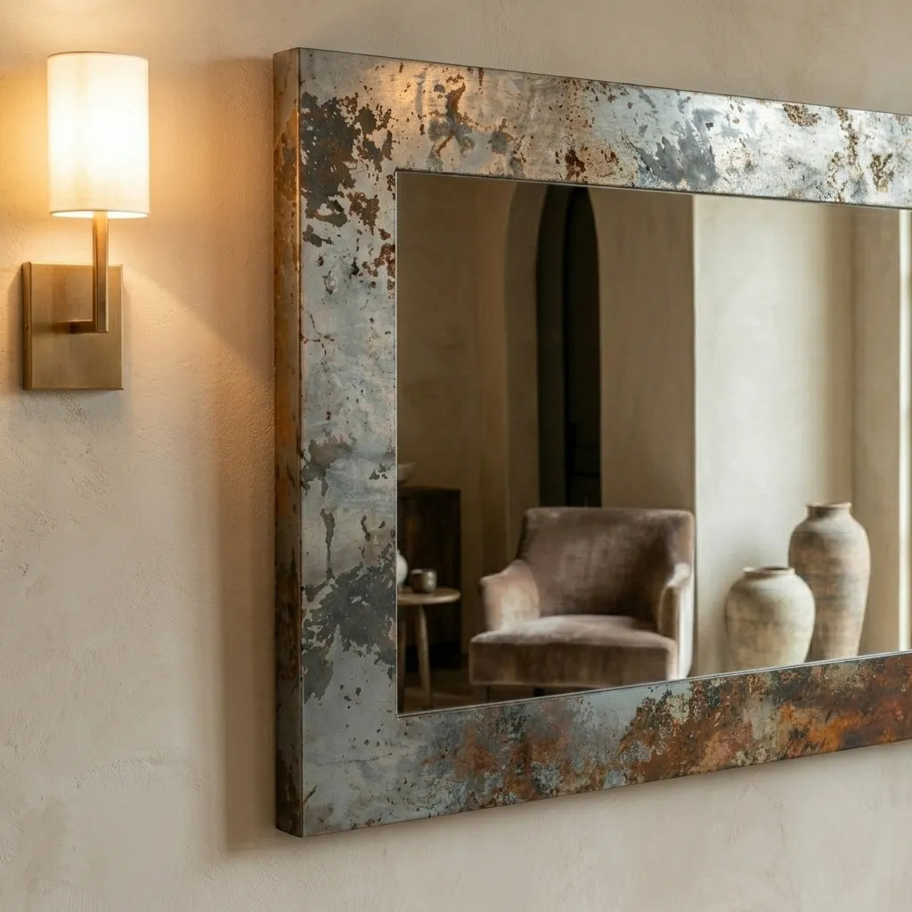 Oxidized Copper Vanity Mirror – Wabi Sabi Wall Decor