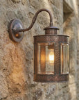 Aged Copper Outdoor Wall Lantern – Hammered Glass Sconce
