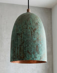 Handcrafted Verdigris Copper Bell Pendant Light for Rustic Interiors