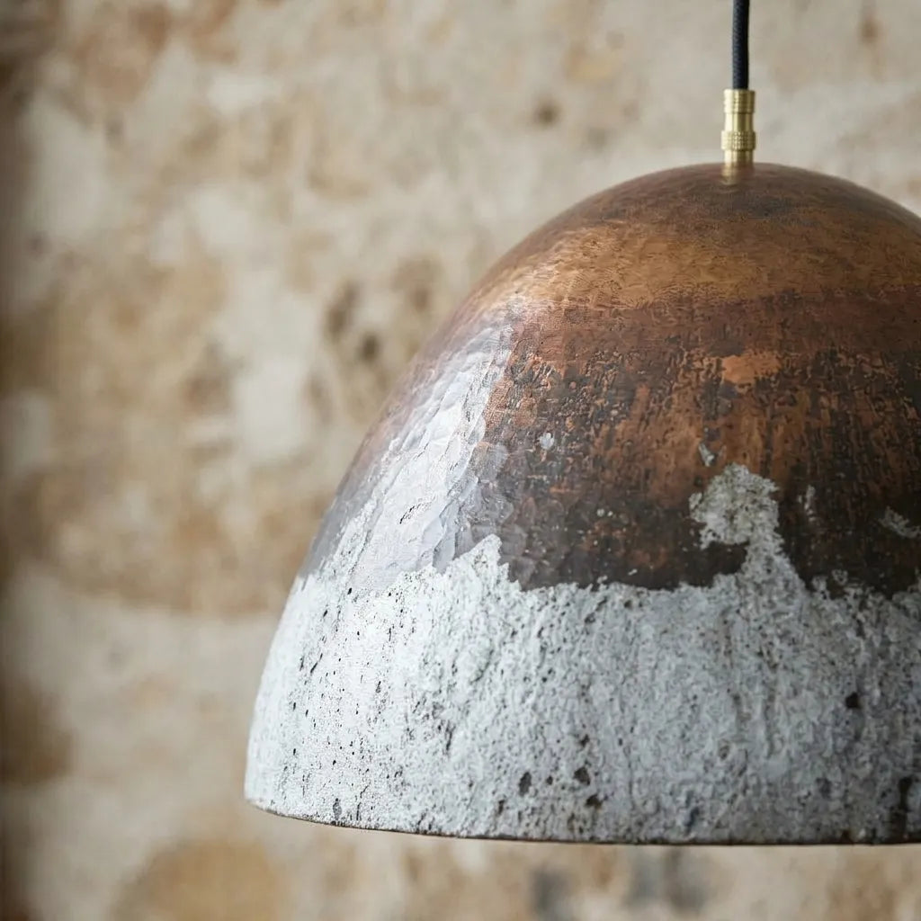 Handmade Oxidized Copper Dome Pendant Light for Rustic Interiors