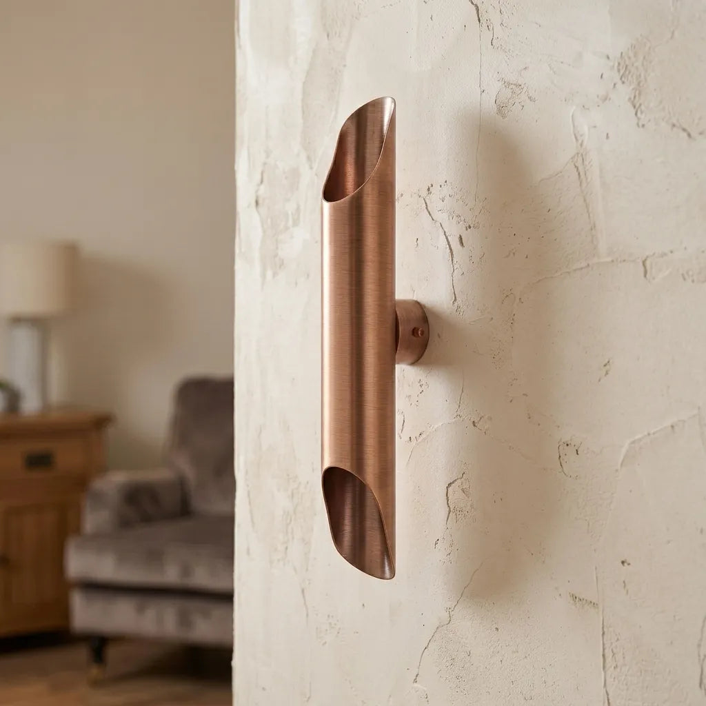Handcrafted Copper Cylinder Wall Lamp – Dual Beam Sconce