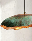 Handmade Green Patina Copper Pendant Light – Organic Sculptural Lamp