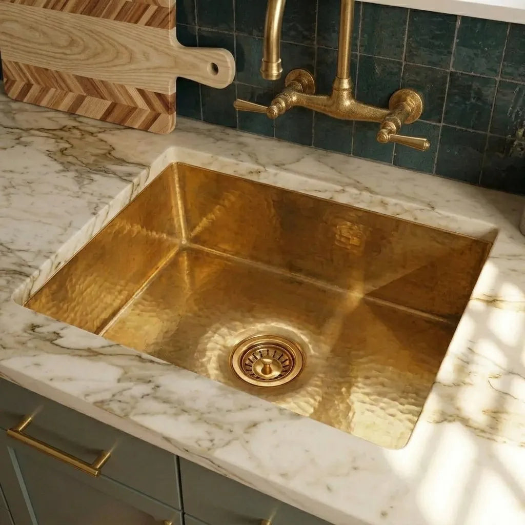 Hammered Brass Bar Sink for Luxury Kitchen Counters